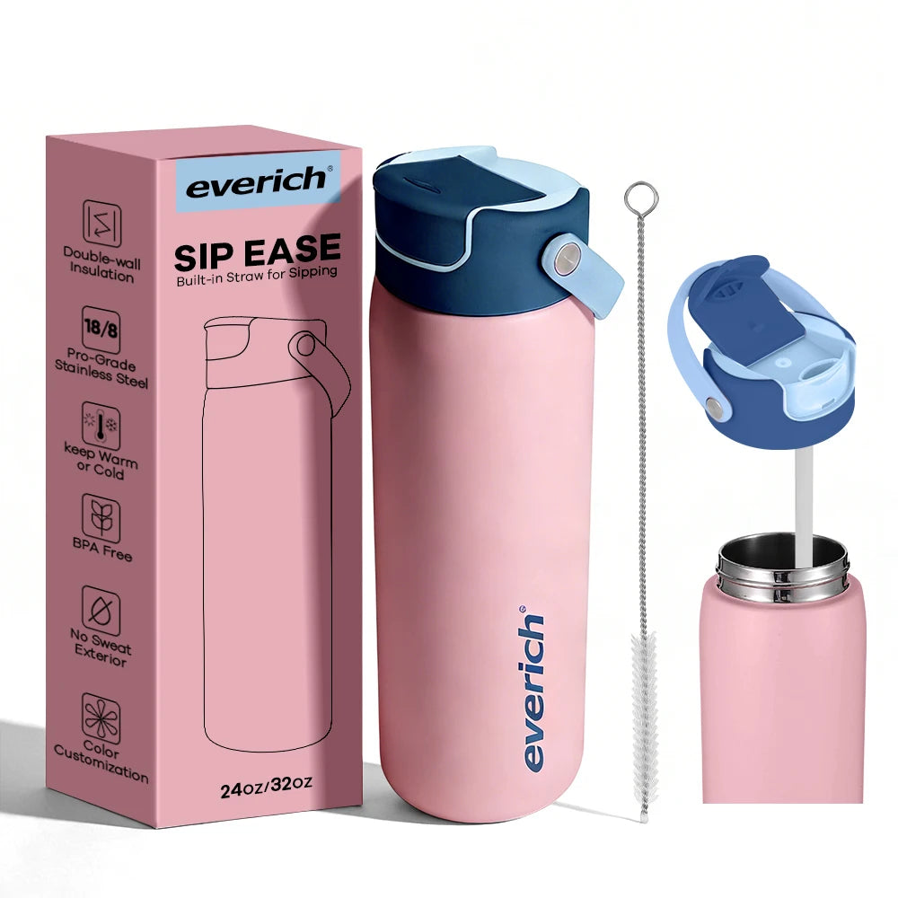 Everich 32oz 40oz Insulated Vacuum Stainless Steel New Water Bottle Wide Mouth Double Wall Sports Yoga