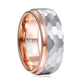 Alin Latest Rose Gold Tungsten Rings Silver Hammered Surface Tungsten Carbide Wedding Engagement Ring