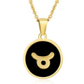 Women Elegant Stainless Jewelry Round Plate Oil Drilled Astro Sign Pendant Necklace for Girls