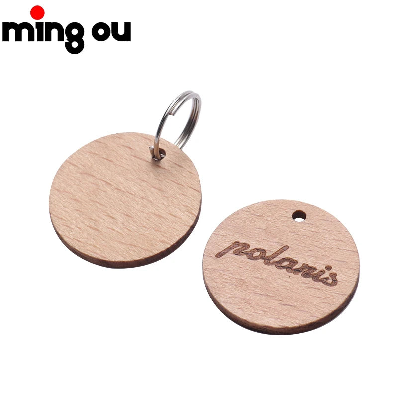 Wooden Puppy Tag for Pet Collar Laser Engravable Dog Cat Tag Blank Barrel Wood Name Tag