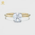 Custom Fine Jewelry Wedding Ring 1ct 1.5ct 2ct 10k 14k 18k Solid Gold Round Cut Solitaire Diamond Hidden Halo Moissanite Ring