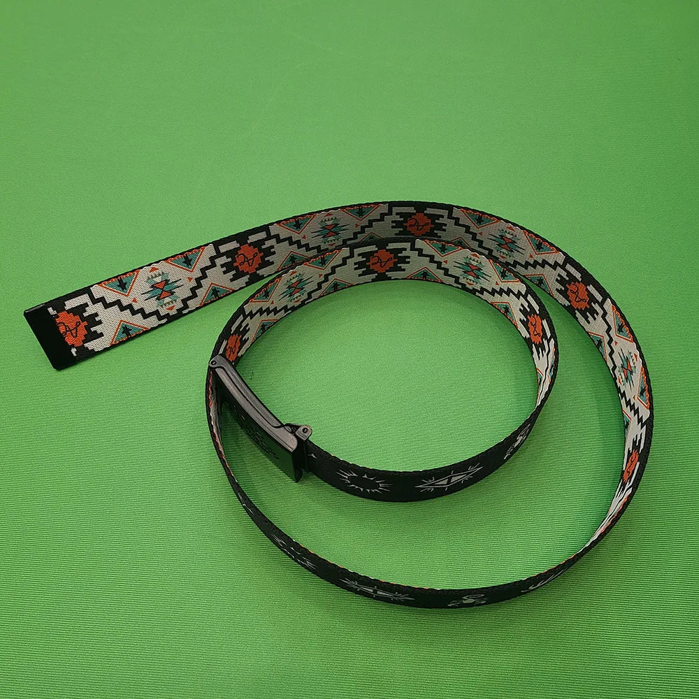 2021 New Design Heat-Transfer Printing Unisex Custom Logo & Free Design Service 1.5 Inches Woven Belts with Buckle