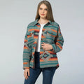 Custom 2025 Vintage Aztec Print Pattern Women's Coat Loose Button Down Long Sleeve Shirts for Fall Winter