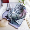 Jacquard Cat Plant Towel Full Cover Black White Floral Festival Joyous Wind Thread Woven Four Seasons Anti-Pilling Blanket for