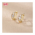 Bisuterias Chic Women's Huggies Earrings With 18K Laminated Gold Plated Brass Cubic Zirconia Earrings Women Fashion Hoop Earings