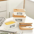 2025 Ceramic Butter Box Butter Storage Container Butter Dish With Knife and Seal Bamboo Lid Container