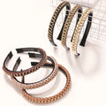 Exquisite Korean Metal Chain Leather Fabric Twist Braided Hair Hoop Cute Girls Thin Hair Band Accessories Womens Bling Headbands