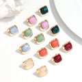 Elegant Geometric Square Stud Earrings for Women Fashionable Resin Jewelry with Trendy Colours for Anniversary Occasions