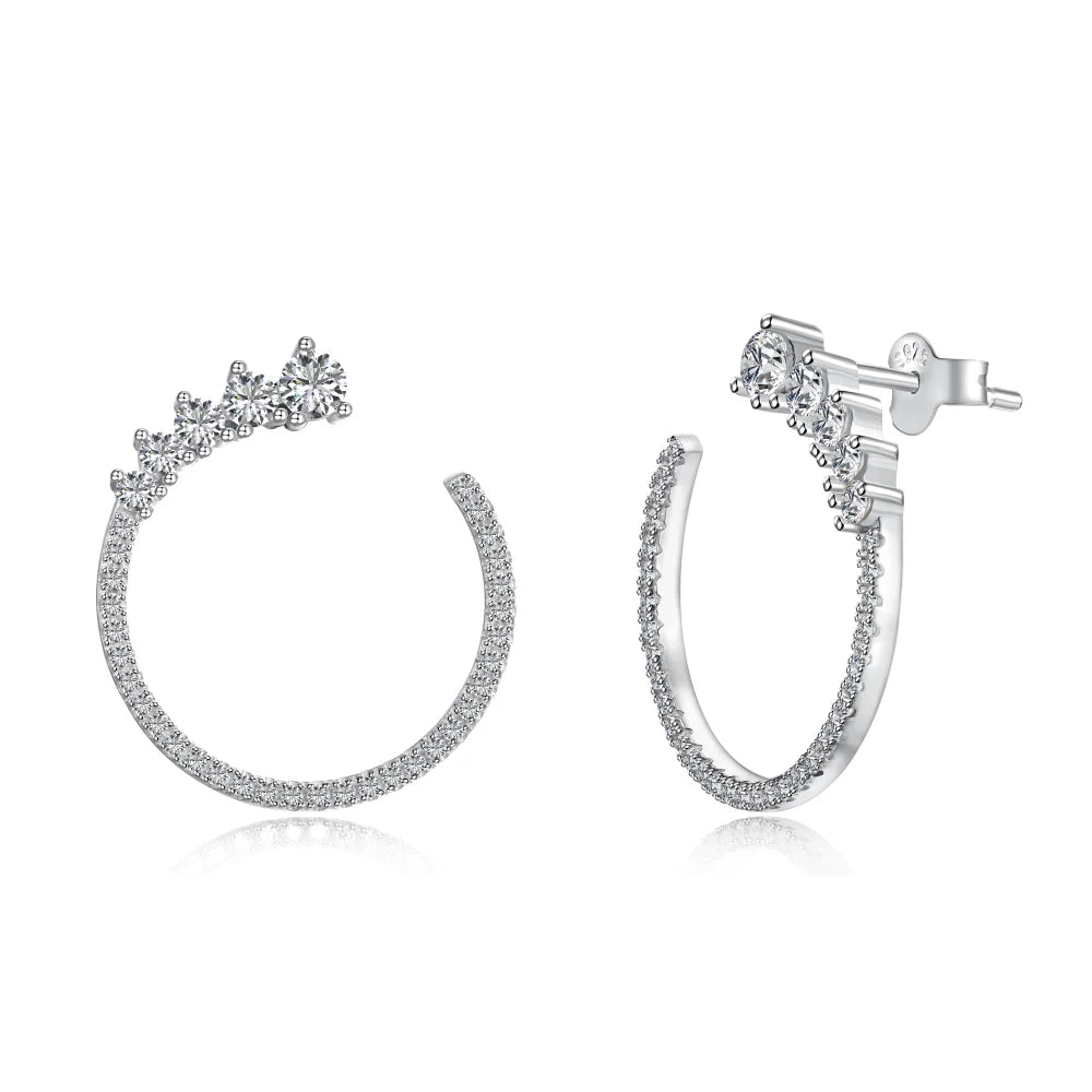 Dylam Classic 925 Sterling Silver Round Stud Earring 18K Gold Plated Jewelry Cz Cubic Zirconia Hoop Stud Earrings for Women Gift
