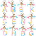 Stock Color Letter Initial Key Chain Fringe Pendant Key Ring Handbag Ladies Resin Letter Key Chain
