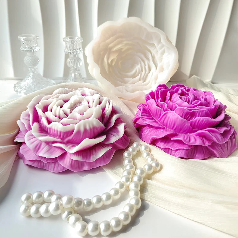 J-0673 Big Peony Silicone Mold for Candle Making Diy Aromatherapy Canle Molds Homemade Soap Crystal Gel Home Decor Gift Moulds
