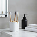 Bamboo Wood Toothbrush Holder Resin Kid Toothbrush Cups with Removable Combination Dividers