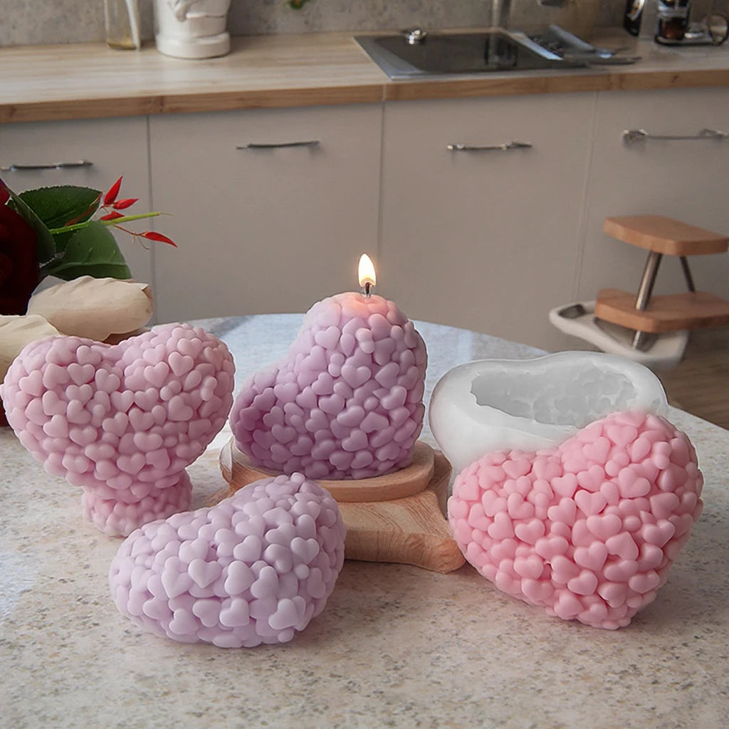 Valentine's Day Heart Shape Scented Candle Silicone Mold Handmade Home Decor Wedding Gift