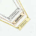 Custom Bar Necklace Engraved Logo Text Rectangular Stainless Steel Pendant Jewelry for Women As Personalise Birthday Gift