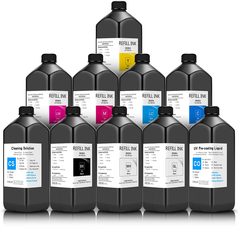Ocbestjet 8 Colors Soft Hard UV Printing Inks for Liyu Allwin JHF Printers