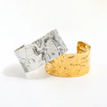 High End 18k PVD  Gold Plated Stainless Steel Hammered Chunky Band Cuff Bracelet for Women Wholesale Fashion Jewelry