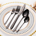 Popular Sell Black Cutlery Dinnerware Set Forks and Spoons Silver Flatware Set