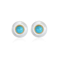Daidan Round Earrings Women Boho Earrings Silver and Turquoise Sterling Silver 925 Turquoise Stud Shell Earrings