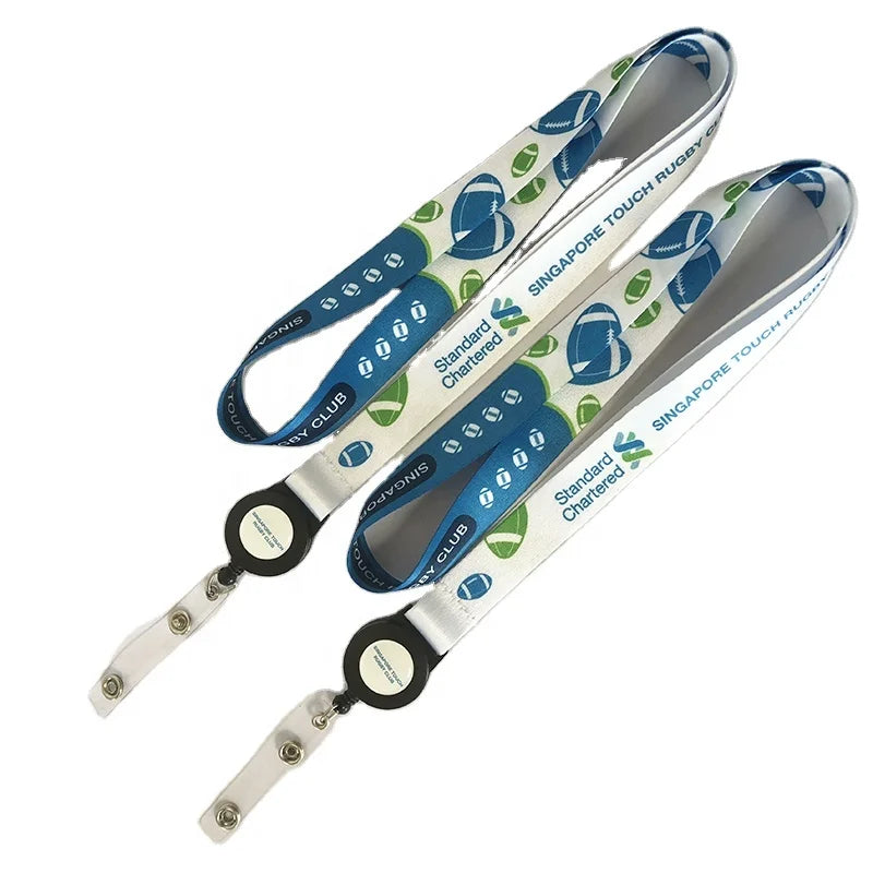 Wholesale Customized Double Sides Dye Sublimation Printed Breakaway Id Retractable Custom Badge Reel Lanyard