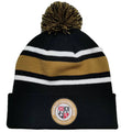 Branded Knitted Cuff Sports Toque Embroidered Winter Beanie Bobble Toques Custom Embroidery