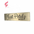 Custom Fashion Design Handbag Tags Logos Zinc Metal Gold Letter Pattern Embossed Engraved Handbag Metal logo with Black Letters
