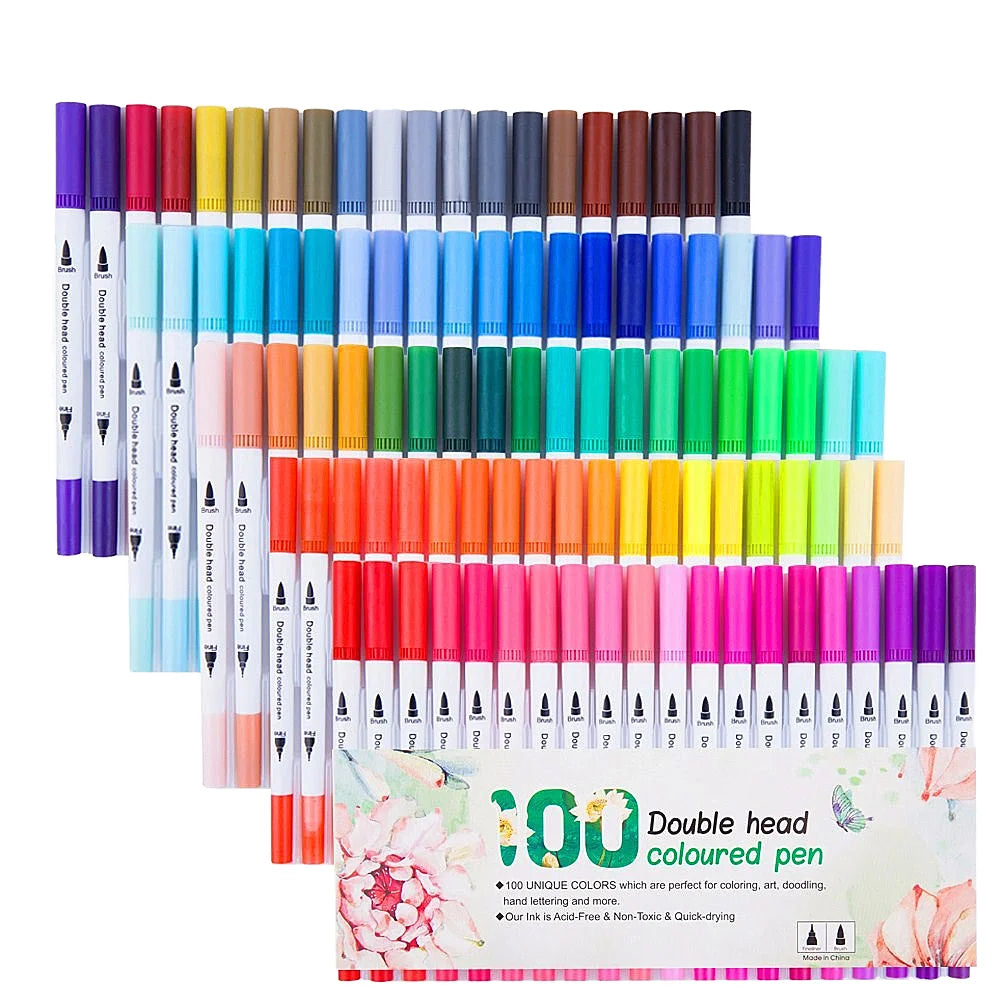 12 Colors Dual Brush Pen Set Watercolor Art Markers With Two-Sided Tips Water Paint Marker for Art Painting