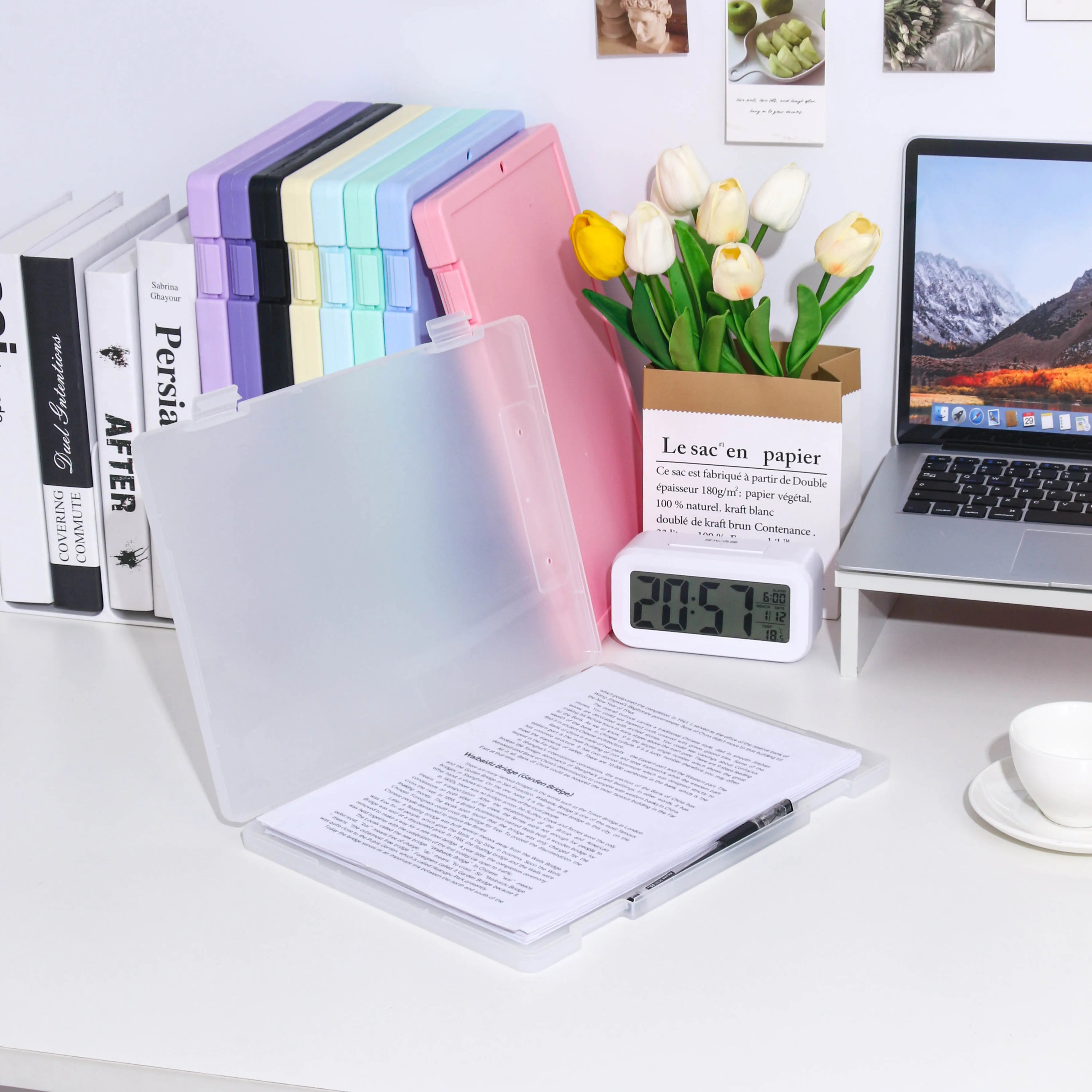 Desktop Transparent Document Storage Box A4 Organizer Box Plastic Folder Magazine Holder