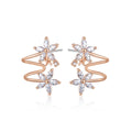 LUOTEEMI Rose Gold Plated Flower Shape Fashion Geometric Zircon Ear Wrap Cuff Clip on  Earrings for Women 2021