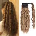Hot Selling 22inch Corn Wavy 100g Magic Tape Wrap Around Body Curl Pony Tail Clip in Hair Ponytail for Girl