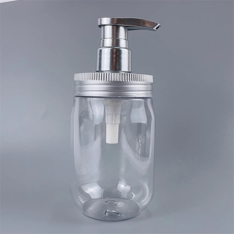 Free Sample 250ml 300ml Plastic PET clear Bottle Shampoo Bottle with Aluminum Screw Lotion Pump Hand Press Lotion Pump Bottle