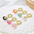 EC1848 Dainty 18k Gold Plated Enamel CZ Diamond Crystal Teardrop Oval Rectangle Geometric Solitaire Charms Huggies Hoops Earring