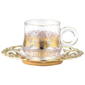 New Arrived Electroplate Gold Decoration Ethiopia Glass Coffee Cup Saucer Tea Set 2026 Cup Gift Box
