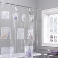 Mesh Pockets Mildew Resistant Clear Shower Curtain Liner Bathroom Organizer Shower Caddy/pvc Folding Shower Curtain