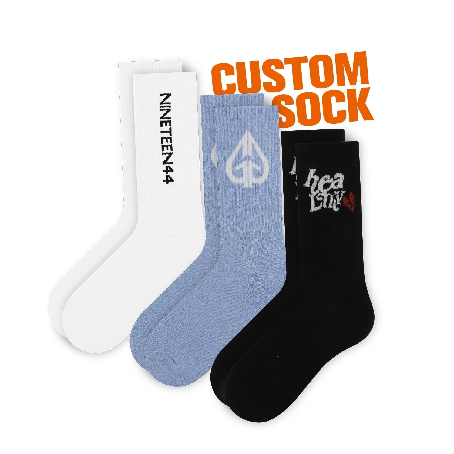 FREE DESIGN & MOCKUP Design Breathable Cotton Socks Men Crew Sock With Custom Logo
