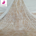 Elegant Dubai Pure White Chantilly Lace With Beads Lady Dress Lace Fabric Luxury Lace Fabric Factory HY2966