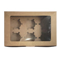 Recyclable Foldable Kraft Paper Cake Food 6 Holes Brown Rectangle Packaging Box Cupcake Boxes