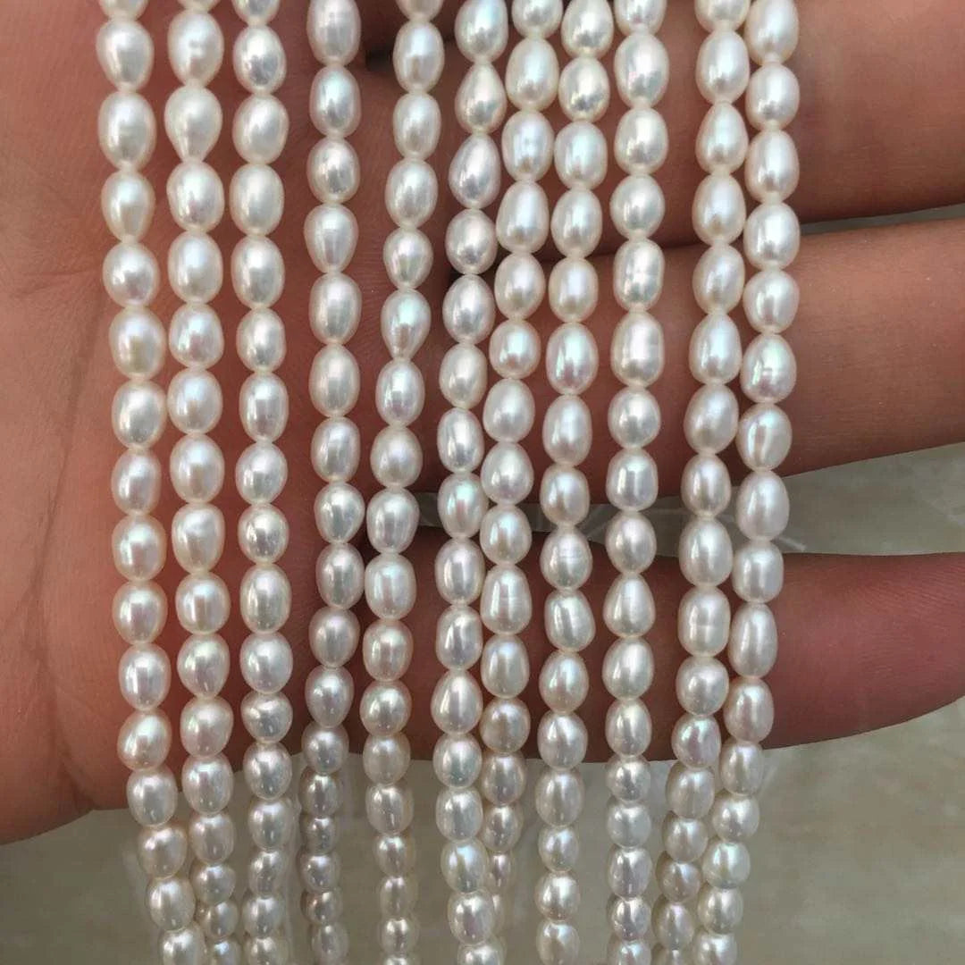 5-6 mm AAA High Quality Rice Shape Pearl Loose Wholesale Freshwater Pearl in Strand -37 cm