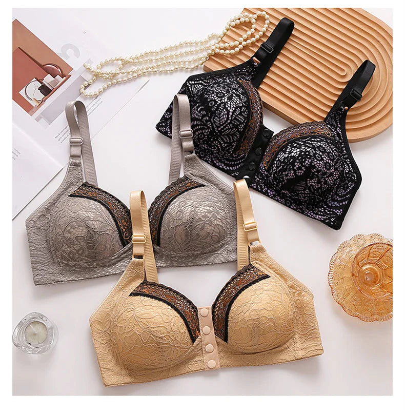 2024 Best Seller High Quality Women's Full Coverage Adjustable Bra Ladies Sexy Front-button Push-up Bra