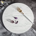 Modern Crockery White Matte Embossed Ceramic Round Flat Pizza Tray Plate Porcelain Stoneware