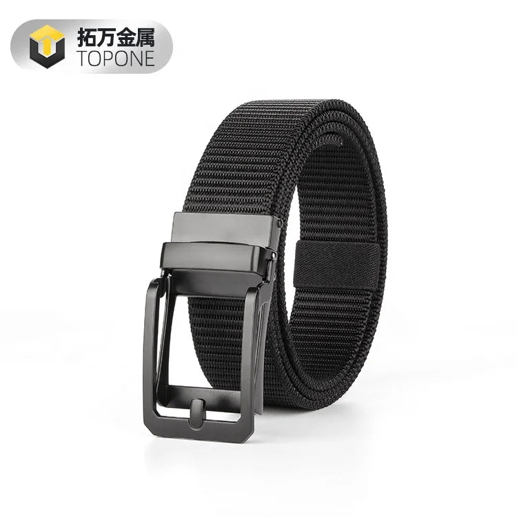 Adjustable Auto Slide Buckle Big and Tall Men's Ratchet Tactical Nylon Webbing Belt Fabric Belts for Men's Utility Jeans
