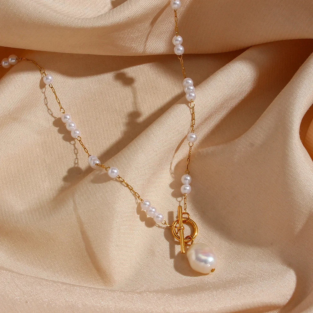 Dreamshow Freshwater Pearl Bridal Jewelry Sweater Long Chain Necklace Women Pearl Charm Necklace