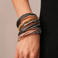 2025 New Arrival Metallic Feeling Multi-layer Snake Bone Winding Elastic Bracelet Snake Chain Elastic Women Bracelets Sets Women