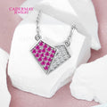 Cadermay Charming Two Tone Lab Ruby and Moissanite Sterling Silver 10k 14k 18k  Heart Chain Necklace