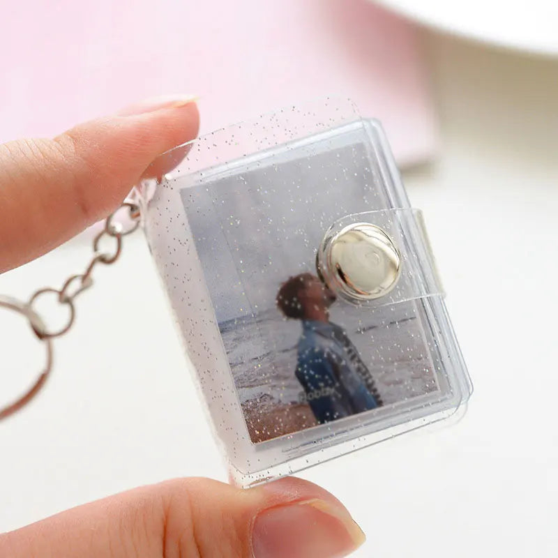 Mini 1 Inch 2 Inch Photo Album PVC Glitter Transparent Sticker Name Card Holder 16 Pocket Photo Holder Collect Business Card Bag