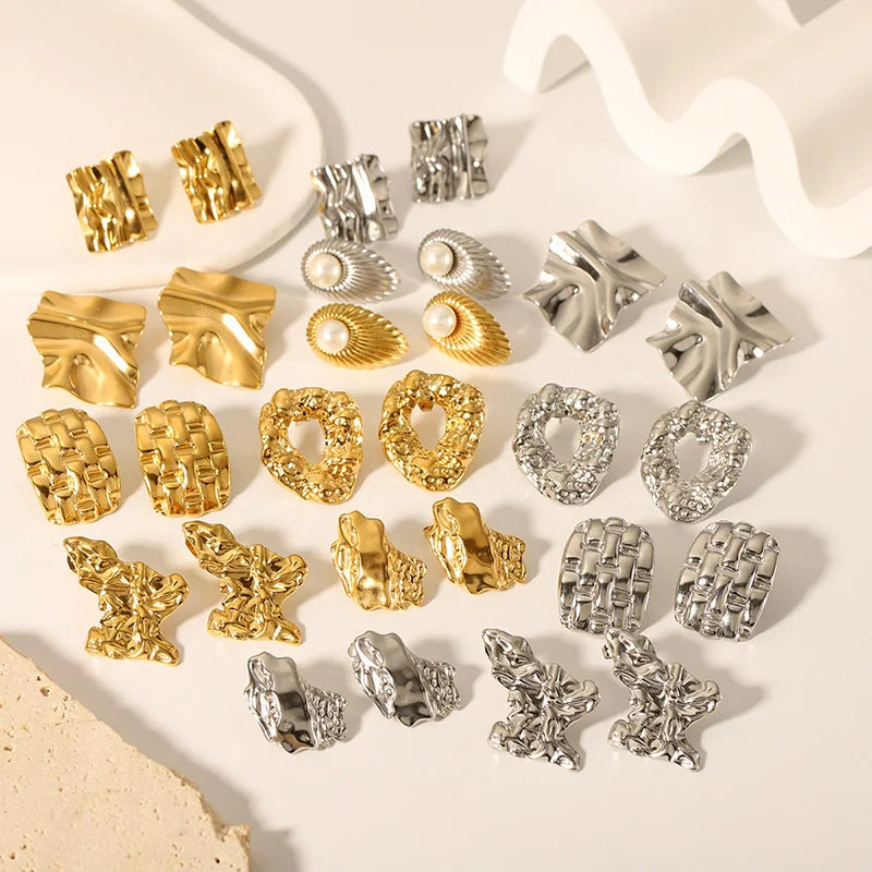 Stainless Steel 18K Gold Plated Lightweight Hypoallergenic Chunky Huggie Fashion Jewelry Stud Earrings for Women