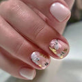 Dropshipping 24 Pcs 3763 Elegant Floral Nail Art Gold Foil Accents Short Square Nails Press on Nails Artificial Fingernails