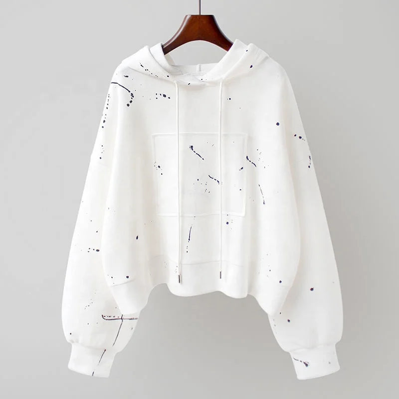 Autumn Hoodies for Teens Lantern Sleeve Aesthetic Sweatshirts Vintage Women Hoodie Crop Top Women Korean Fashion Sweatshirts