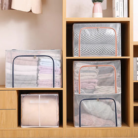 Heavy Duty PVC Foldable Storage Box Burlap Fabric Plastic Rectangle Clothing Organizer Convenient Handles Foldable Basket