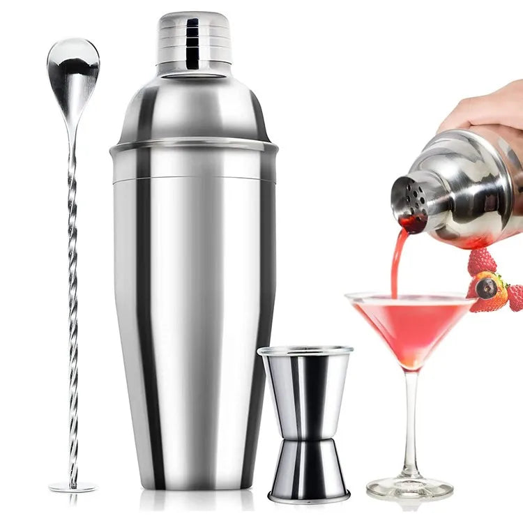 Factory Direct 24oz 3 Piece Bar Use Stainless Steel Cocktail Shaker Kit