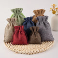 Wholesale String Gift Wrapping Linen Bags Mini Linen Muti-size Custom Packing Pink Jewelry Packaging Burlap Pouches Drawstring